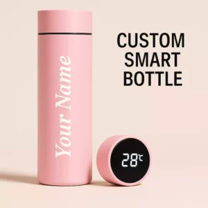 Add your name on the pink smart bottle with LED display