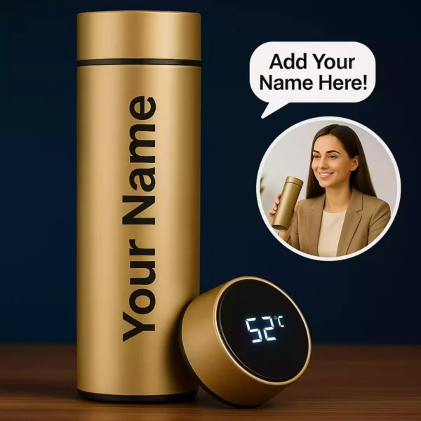 Custom Name Gold Bottle with 52°C LED Display