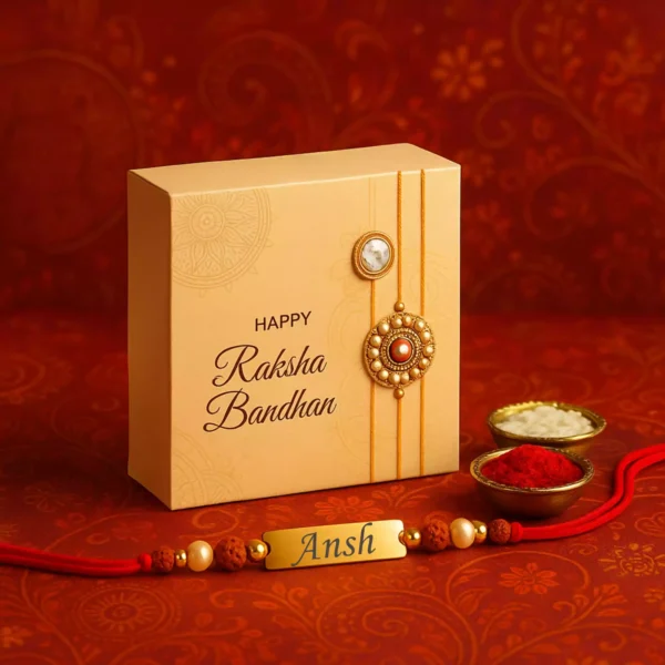 Custom Name Rakhi with Raksha Bandhan Gift Box