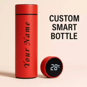 Custom Red Smart Bottle with LED Temperature Display