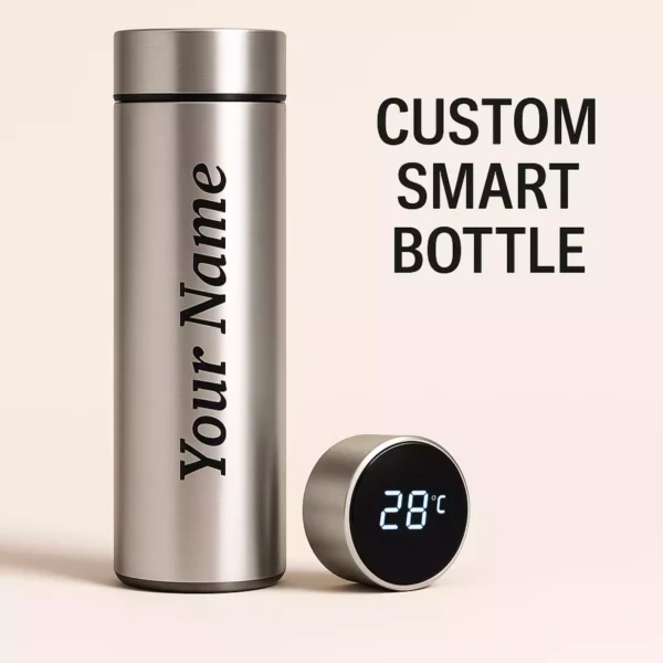 Custom Silver Smart Bottle with LED Temperature Display