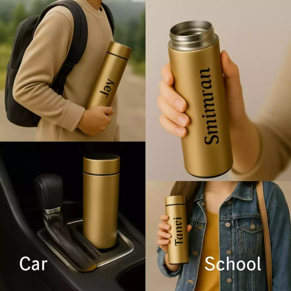 Personalized Gold Smart Bottle for Car and School Use
