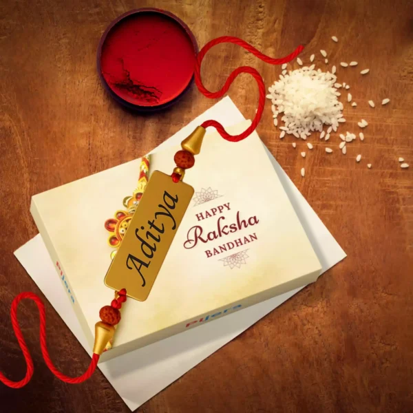 Personalized Rakhi for Brother with Name and Gift Box