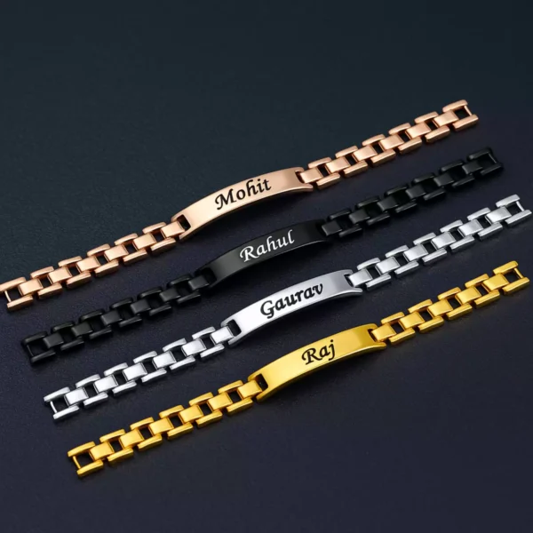 Custom metal name bracelets for men – Mohit, Rahul, Gaurav, Raj