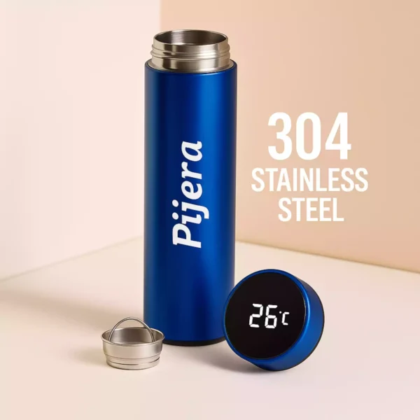Blue Pijera smart bottle with 304 stainless steel build