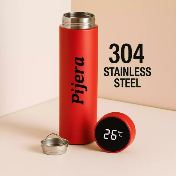 Pijera Red Smart Bottle with 304 Stainless Steel