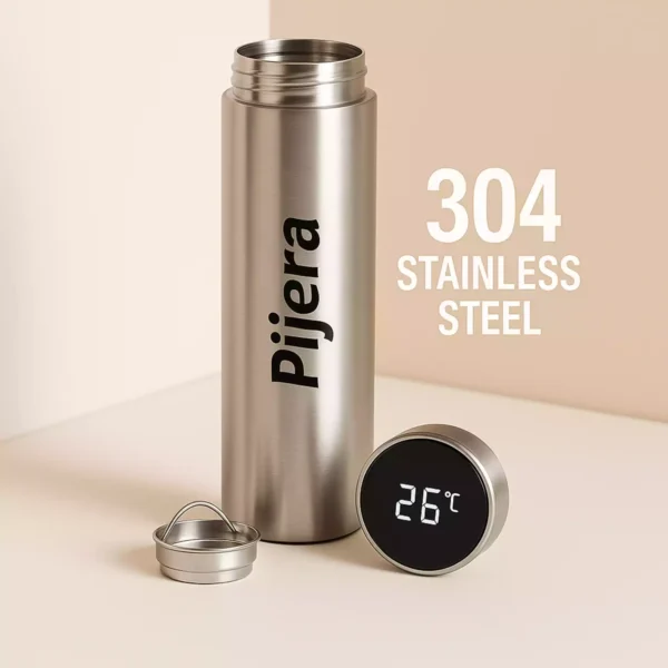 Pijera Silver Smart Bottle Made with 304 Stainless Steel