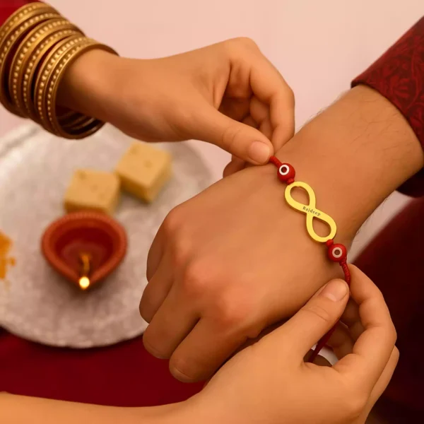Raksha Bandhan rakhi tying moment with infinity rakhi
