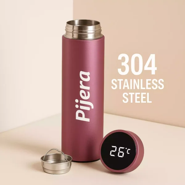 Rose red bottle by Pijera with 304 stainless steel mark