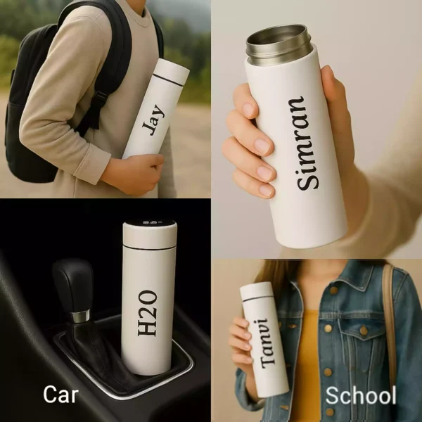 Rose red bottle in car, school, and travel settings