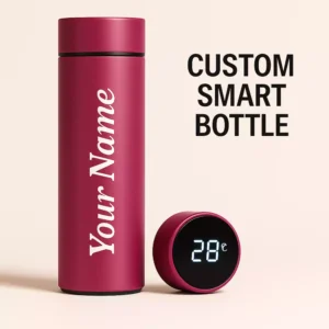 Add your name on the rose red smart bottle with LED temperature display