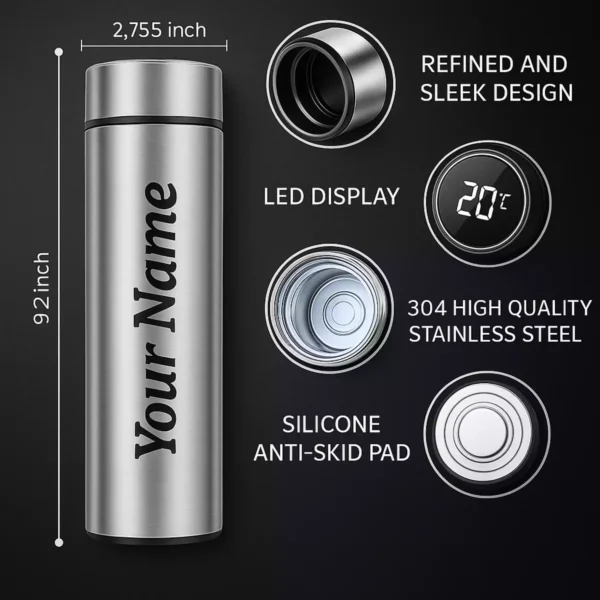 Silver Smart Bottle Dimensions and Feature Diagram