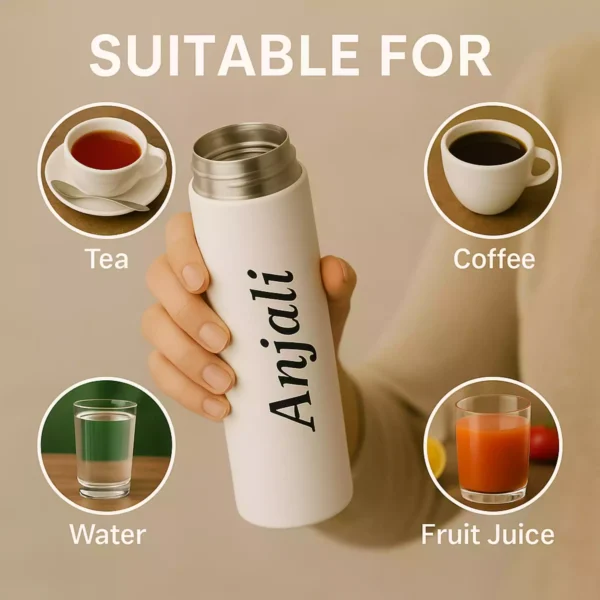 White smart bottle suitable for tea, coffee, water, and juice