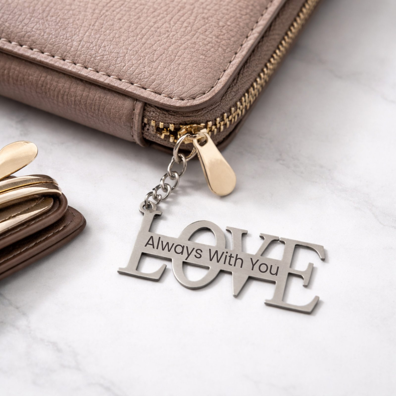 personalized love keychain attached to wallet zipper custom engraved stainless steel keychain gift
