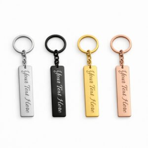 Personalized name keychain stainless steel bar custom engraved keychain in silver black gold and rose gold colors