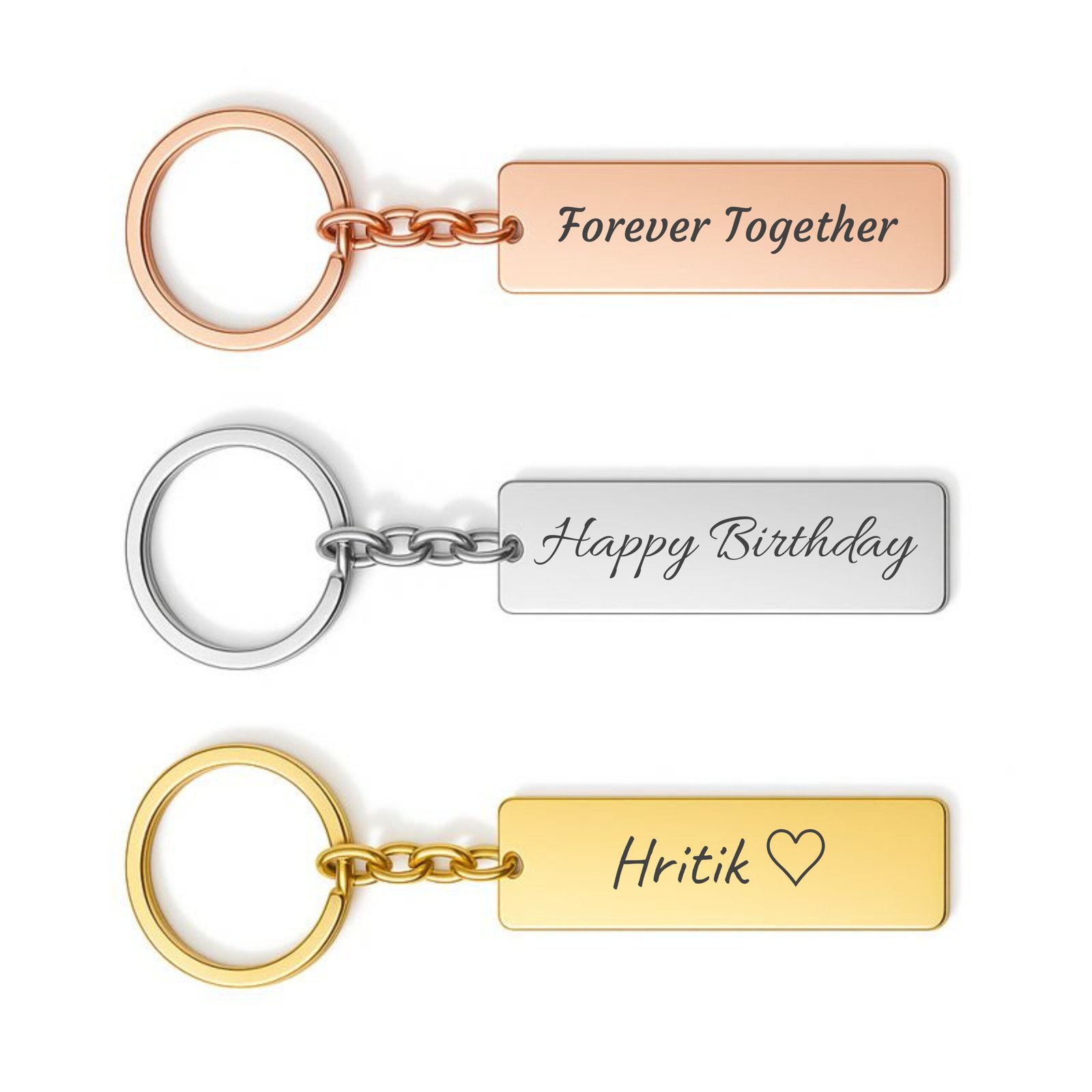 Personalized text engraved keychain custom message stainless steel name keychain sample designs