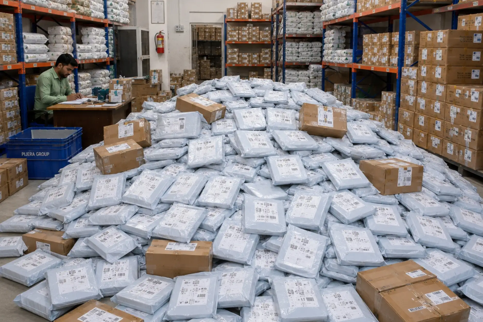 Pijera warehouse packed with thousands of customer orders ready for dispatch, showcasing efficient order fulfillment and nationwide shipping operations.