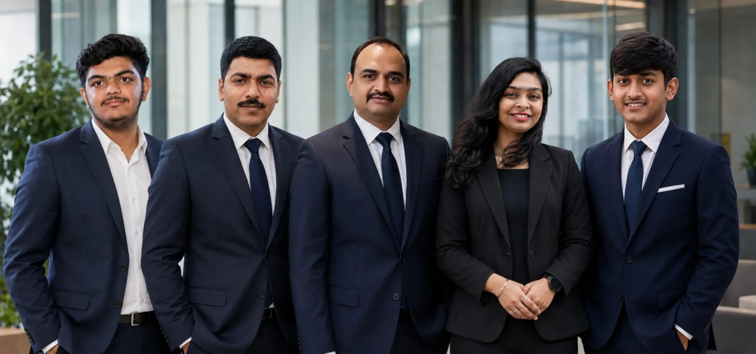 Pijera team members standing together in a professional office environment, representing the people behind India's personalized gifting brand.