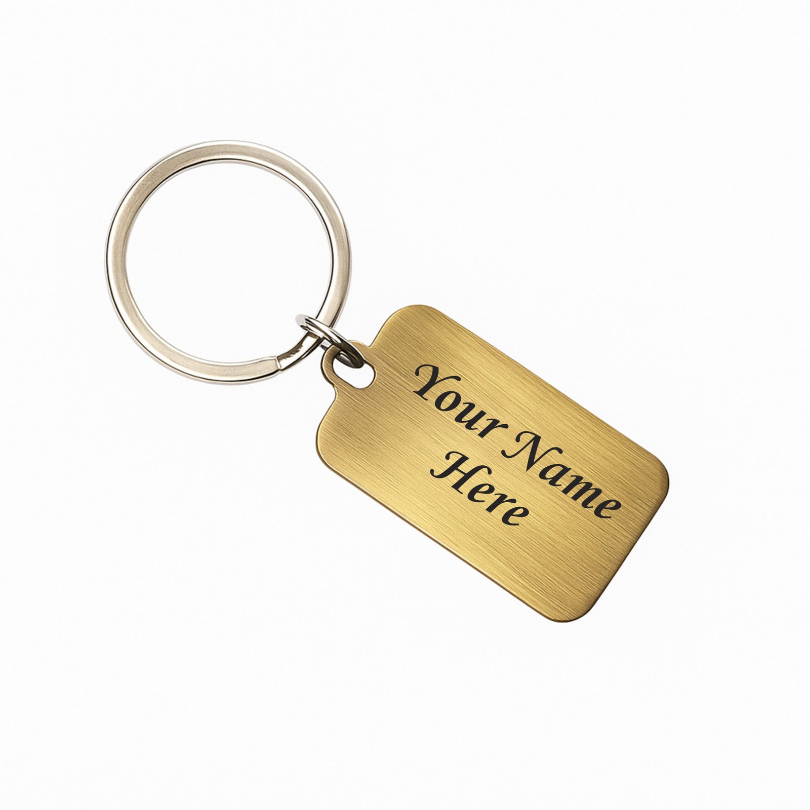 Premium antique brass finish personalized metal keychain with custom name engraving for hotels, resorts and royal room keys